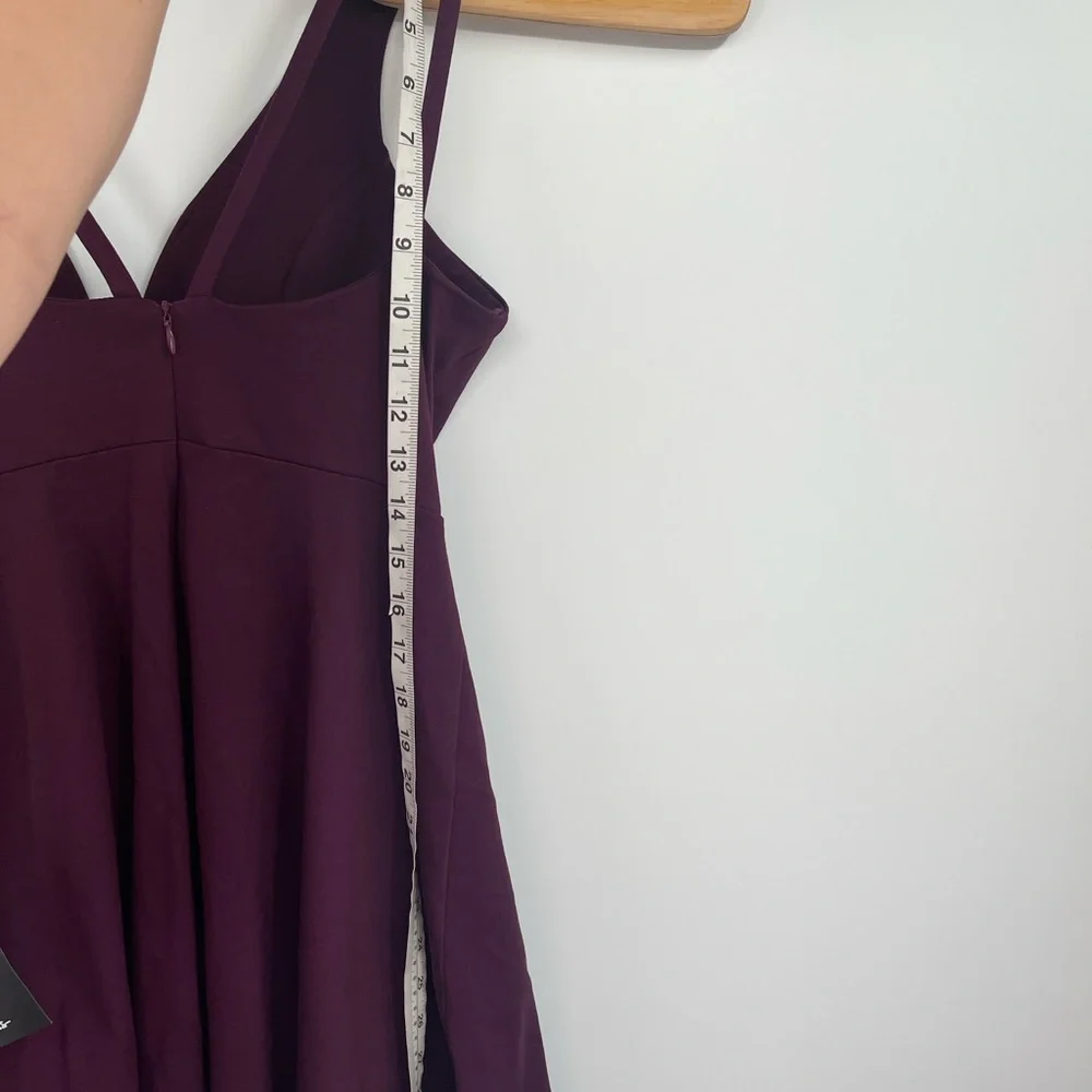 Lulus Love Galore Plum Spaghetti Strap Fit & Flare Skater Mini Dress NWT Sz L - Picture 12 of 12